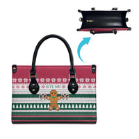 Christmas Cookies Bite Me Leather Bag with Gingerbread Man Candy Canes and Snowflake Tree - Wonder Print Shop