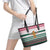 Christmas Cookies Bite Me Leather Tote Bag with Gingerbread Man Candy Canes and Snowflake Tree - Wonder Print Shop
