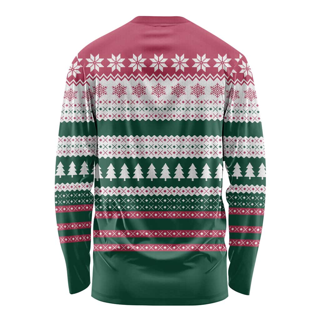 Christmas Cookies Bite Me Long Sleeve Shirt with Gingerbread Man Candy Canes and Snowflake Tree - Wonder Print Shop