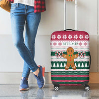 Christmas Cookies Bite Me Luggage Cover with Gingerbread Man Candy Canes and Snowflake Tree - Wonder Print Shop