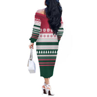 Christmas Cookies Bite Me Off The Shoulder Long Sleeve Dress with Gingerbread Man Candy Canes and Snowflake Tree - Wonder Print Shop