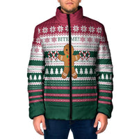 Christmas Cookies Bite Me Padded Jacket with Gingerbread Man Candy Canes and Snowflake Tree - Wonder Print Shop