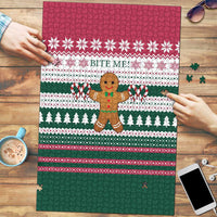 Christmas Cookies Bite Me Puzzle with Gingerbread Man Candy Canes and Snowflake Tree - Wonder Print Shop