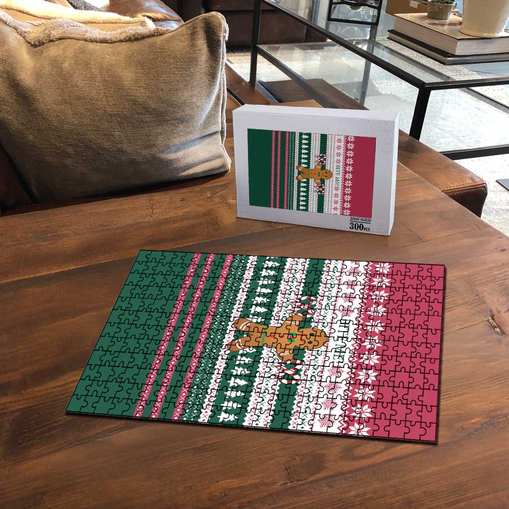 Christmas Cookies Bite Me Puzzle with Gingerbread Man Candy Canes and Snowflake Tree - Wonder Print Shop