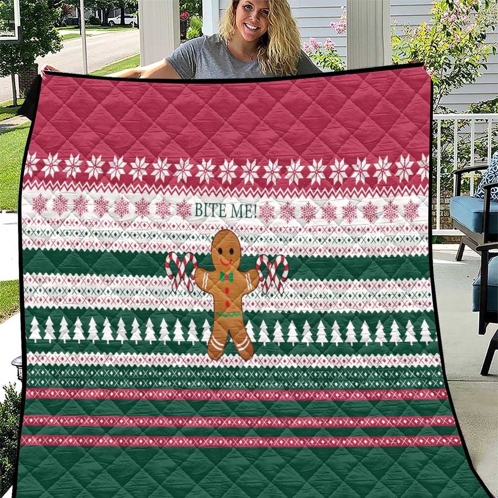 Christmas Cookies Bite Me Quilt with Gingerbread Man Candy Canes and Snowflake Tree - Wonder Print Shop