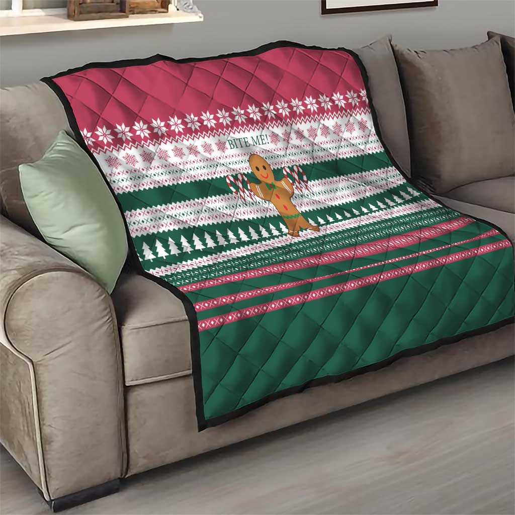 Christmas Cookies Bite Me Quilt with Gingerbread Man Candy Canes and Snowflake Tree - Wonder Print Shop