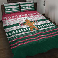 Christmas Cookies Bite Me Quilt Bed Set with Gingerbread Man Candy Canes and Snowflake Tree - Wonder Print Shop