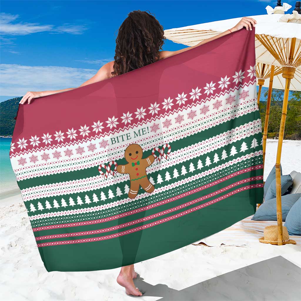 Christmas Cookies Bite Me Sarong with Gingerbread Man Candy Canes and Snowflake Tree - Wonder Print Shop