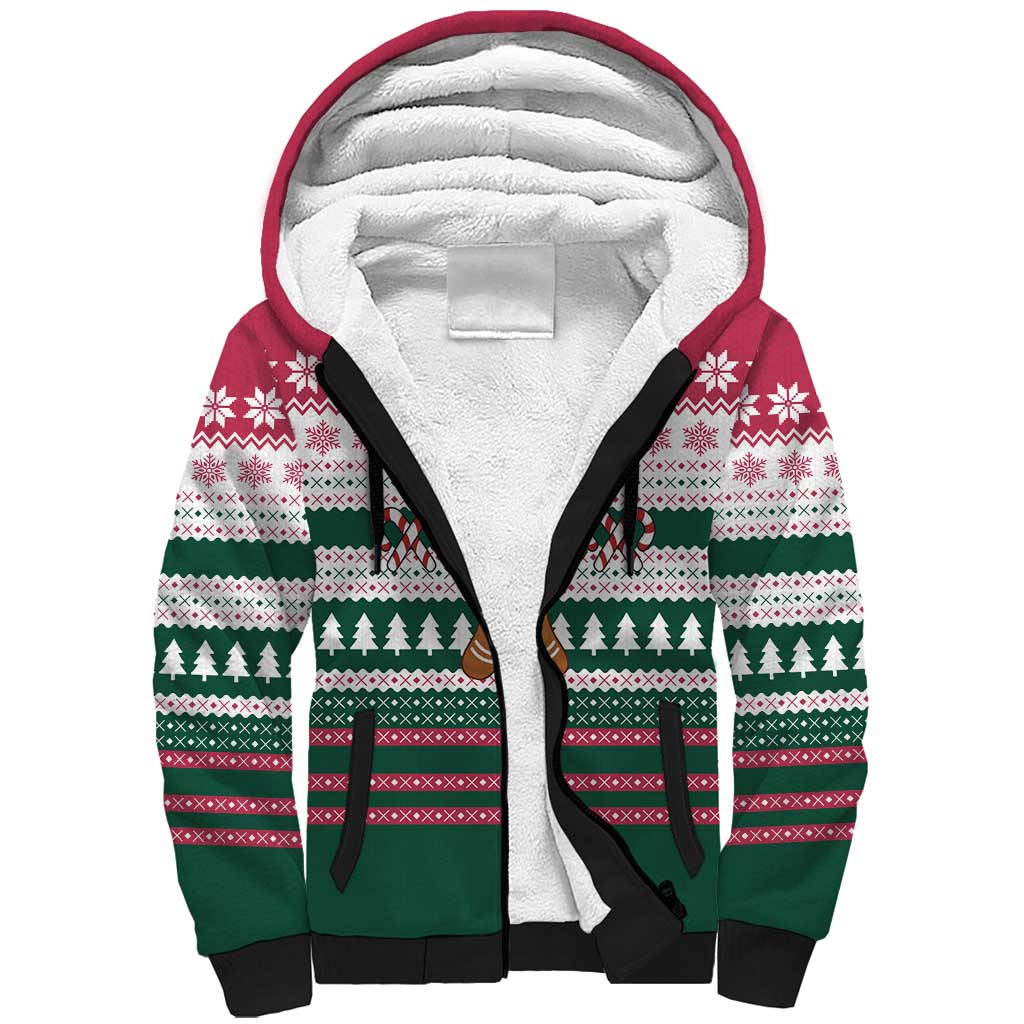 Christmas Cookies Bite Me Sherpa Hoodie with Gingerbread Man Candy Canes and Snowflake Tree - Wonder Print Shop