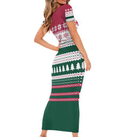 Christmas Cookies Bite Me Short Sleeve Bodycon Dress with Gingerbread Man Candy Canes and Snowflake Tree - Wonder Print Shop