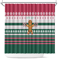 Christmas Cookies Bite Me Shower Curtain with Gingerbread Man Candy Canes and Snowflake Tree - Wonder Print Shop
