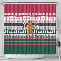 Christmas Cookies Bite Me Shower Curtain with Gingerbread Man Candy Canes and Snowflake Tree - Wonder Print Shop