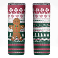 Christmas Cookies Bite Me Skinny Tumbler with Gingerbread Man Candy Canes and Snowflake Tree - Wonder Print Shop
