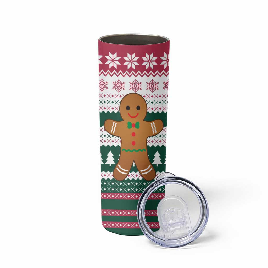 Christmas Cookies Bite Me Skinny Tumbler with Gingerbread Man Candy Canes and Snowflake Tree - Wonder Print Shop