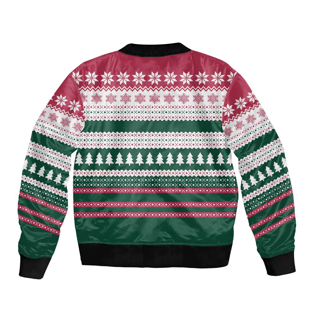 Christmas Cookies Bite Me Sleeve Zip Bomber Jacket with Gingerbread Man Candy Canes and Snowflake Tree - Wonder Print Shop