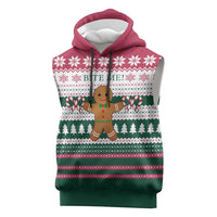 Christmas Cookies Bite Me Sleeveless Hoodie with Gingerbread Man Candy Canes and Snowflake Tree - Wonder Print Shop