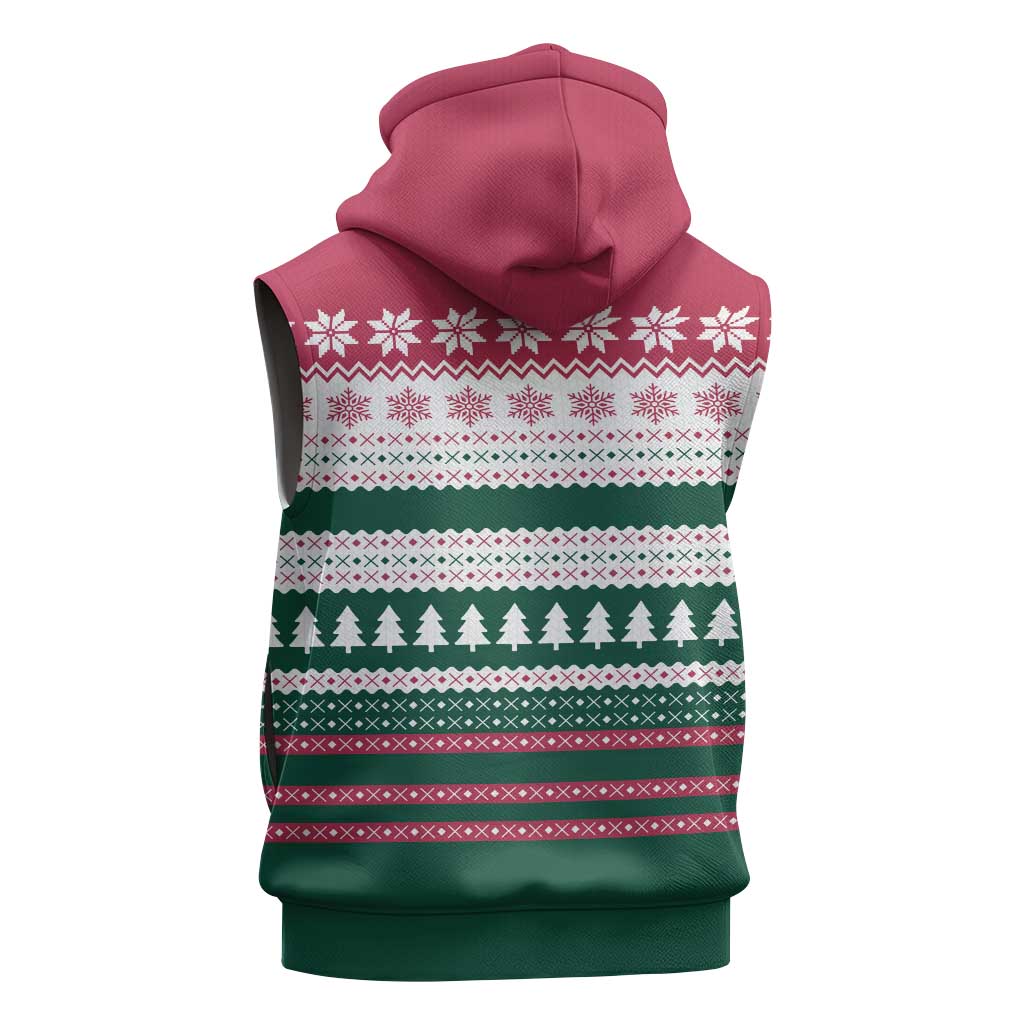 Christmas Cookies Bite Me Sleeveless Hoodie with Gingerbread Man Candy Canes and Snowflake Tree - Wonder Print Shop