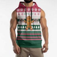 Christmas Cookies Bite Me Sleeveless Hoodie with Gingerbread Man Candy Canes and Snowflake Tree - Wonder Print Shop