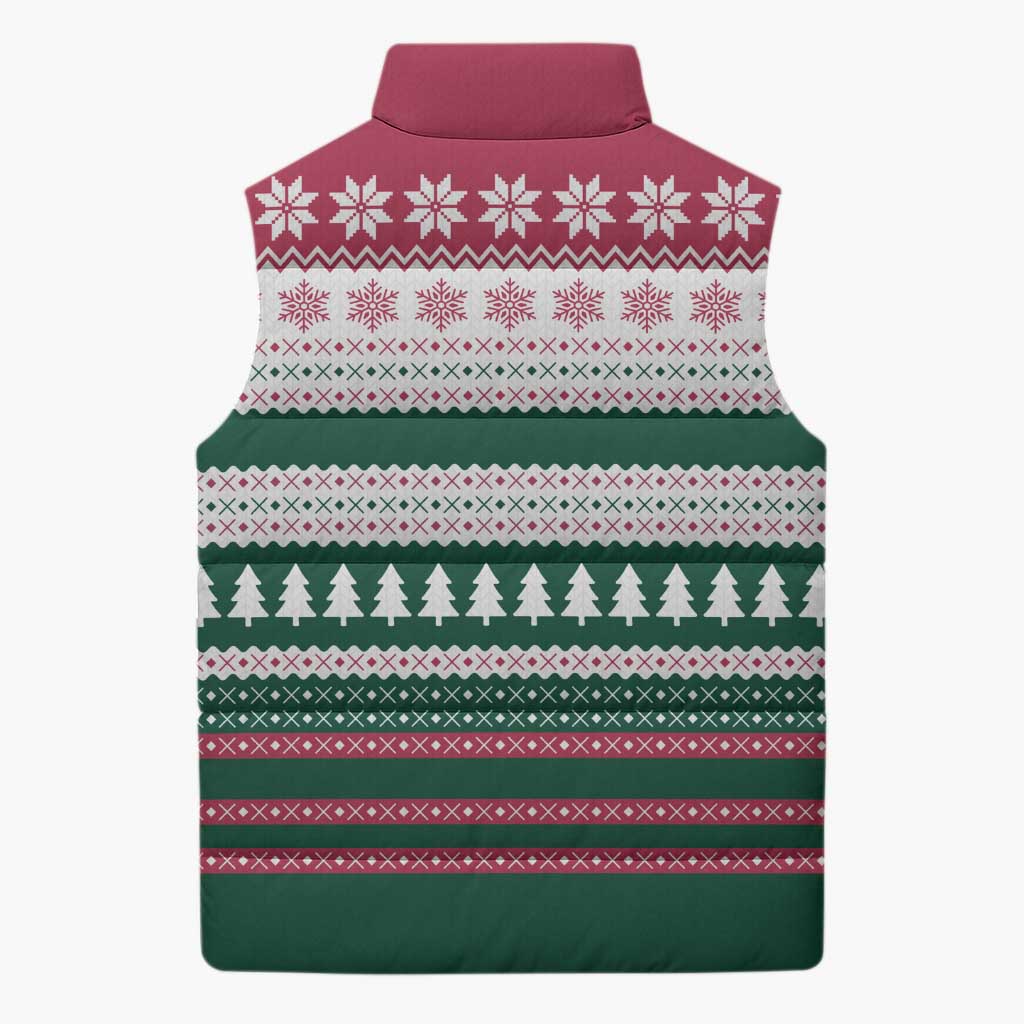 Christmas Cookies Bite Me Sleeveless Puffer Jacket with Gingerbread Man Candy Canes and Snowflake Tree - Wonder Print Shop