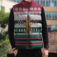 Christmas Cookies Bite Me Sleeveless Puffer Jacket with Gingerbread Man Candy Canes and Snowflake Tree - Wonder Print Shop