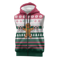 Christmas Cookies Bite Me Sleeveless Zip Hoodie with Gingerbread Man Candy Canes and Snowflake Tree - Wonder Print Shop