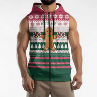 Christmas Cookies Bite Me Sleeveless Zip Hoodie with Gingerbread Man Candy Canes and Snowflake Tree - Wonder Print Shop