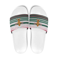 Christmas Cookies Bite Me Slide Sandals with Gingerbread Man Candy Canes and Snowflake Tree - Wonder Print Shop