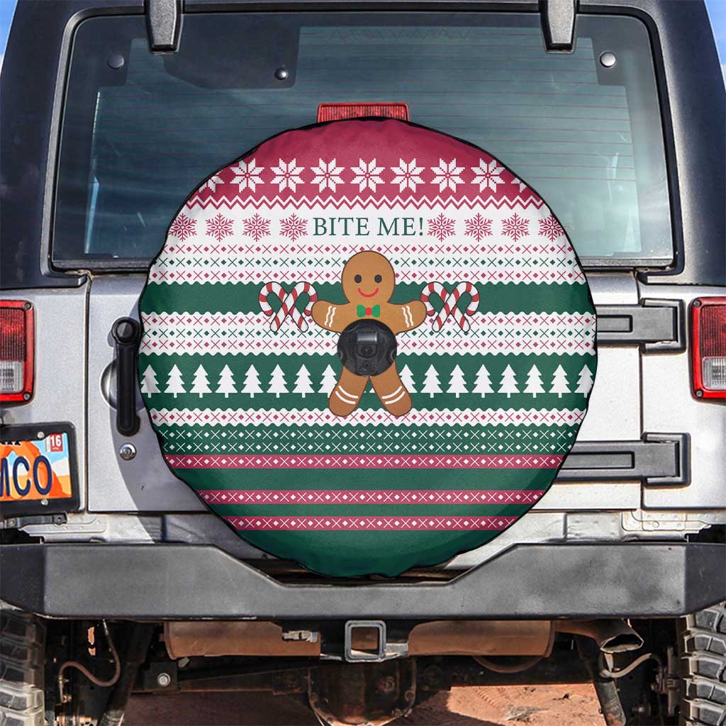 Christmas Cookies Bite Me Spare Tire Cover with Gingerbread Man Candy Canes and Snowflake Tree - Wonder Print Shop