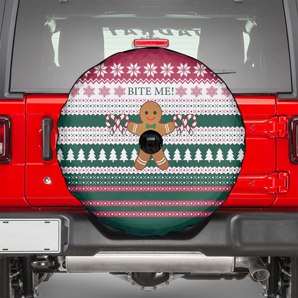 Christmas Cookies Bite Me Spare Tire Cover with Gingerbread Man Candy Canes and Snowflake Tree - Wonder Print Shop