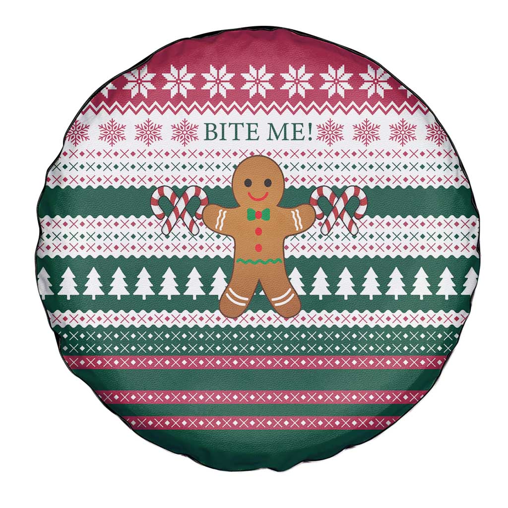 Christmas Cookies Bite Me Spare Tire Cover with Gingerbread Man Candy Canes and Snowflake Tree - Wonder Print Shop