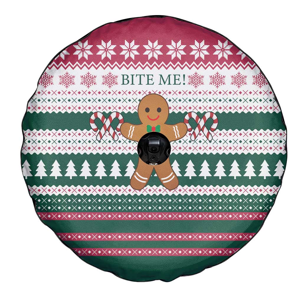 Christmas Cookies Bite Me Spare Tire Cover with Gingerbread Man Candy Canes and Snowflake Tree - Wonder Print Shop