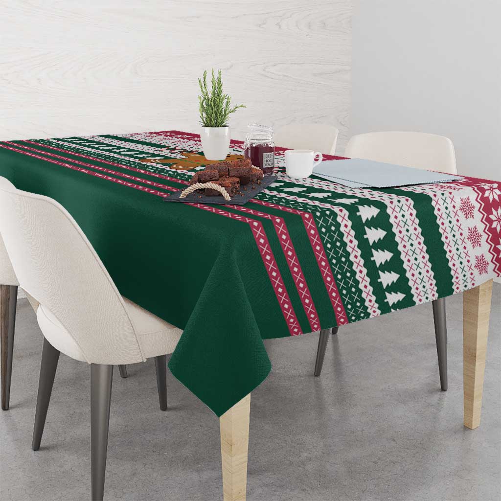 Christmas Cookies Bite Me Tablecloth with Gingerbread Man Candy Canes and Snowflake Tree - Wonder Print Shop