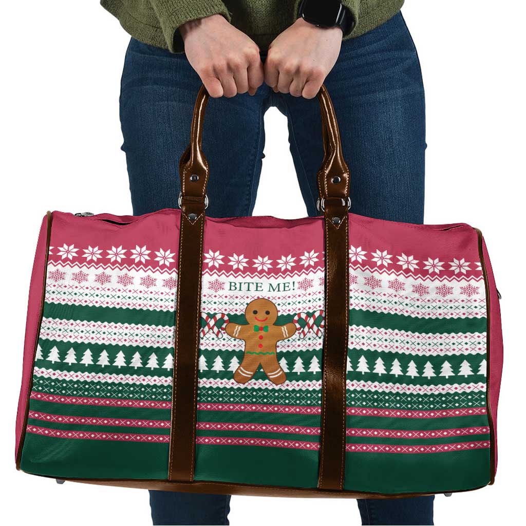 Christmas Cookies Bite Me Travel Bag with Gingerbread Man Candy Canes and Snowflake Tree - Wonder Print Shop