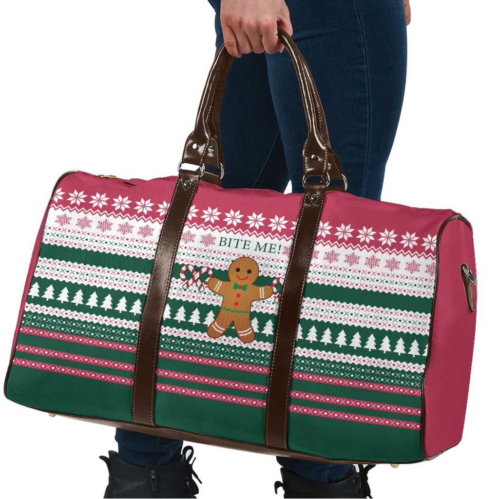 Christmas Cookies Bite Me Travel Bag with Gingerbread Man Candy Canes and Snowflake Tree - Wonder Print Shop