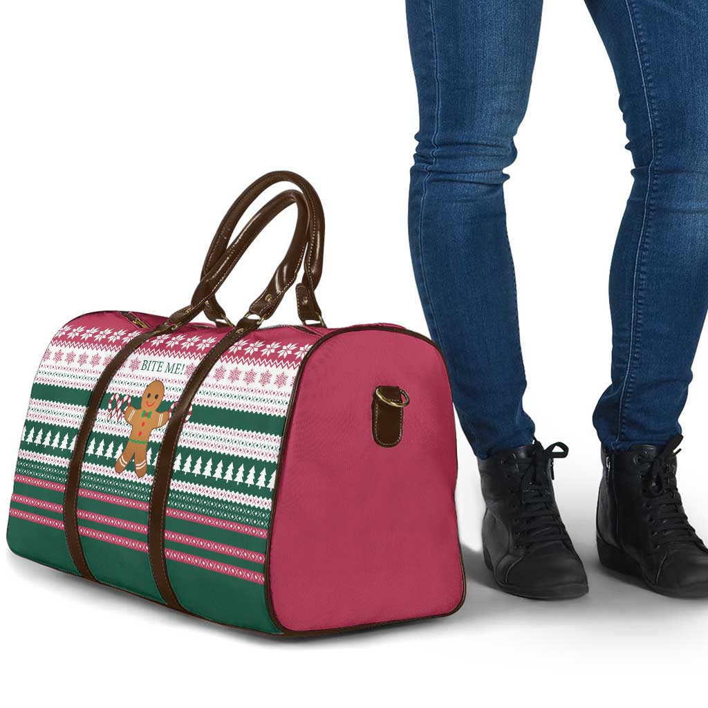 Christmas Cookies Bite Me Travel Bag with Gingerbread Man Candy Canes and Snowflake Tree - Wonder Print Shop