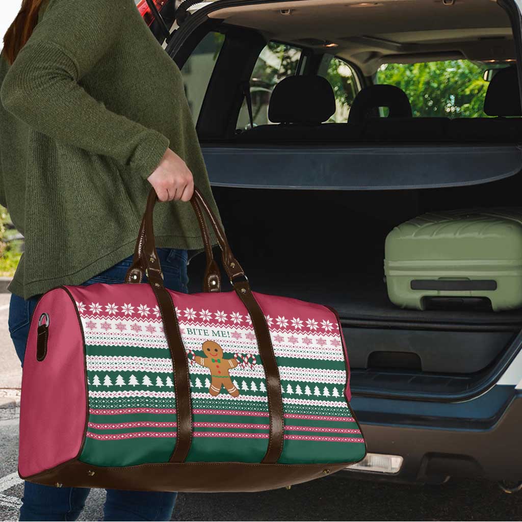 Christmas Cookies Bite Me Travel Bag with Gingerbread Man Candy Canes and Snowflake Tree - Wonder Print Shop