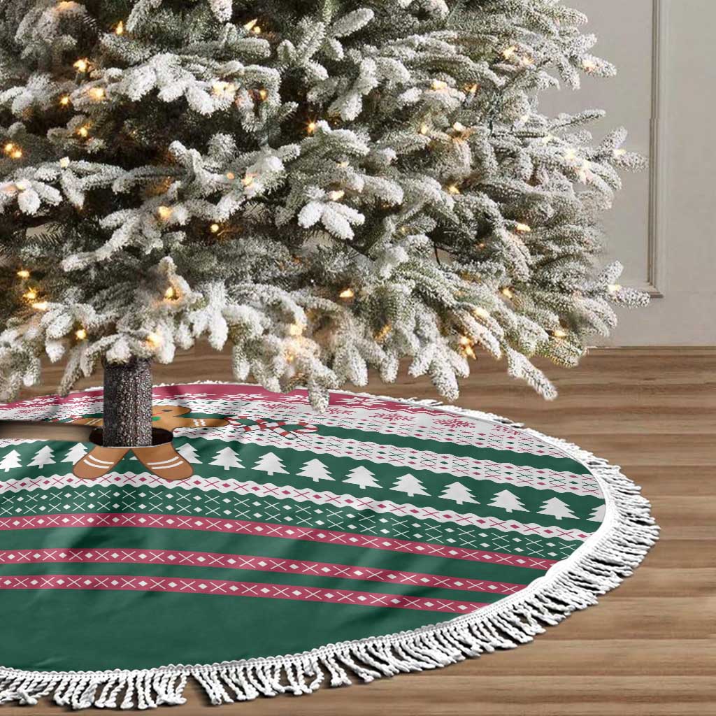 Christmas Cookies Bite Me Tree Skirt with Gingerbread Man Candy Canes and Snowflake Tree - Wonder Print Shop