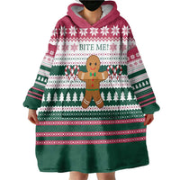 Christmas Cookies Bite Me Wearable Blanket Hoodie with Gingerbread Man Candy Canes and Snowflake Tree - Wonder Print Shop