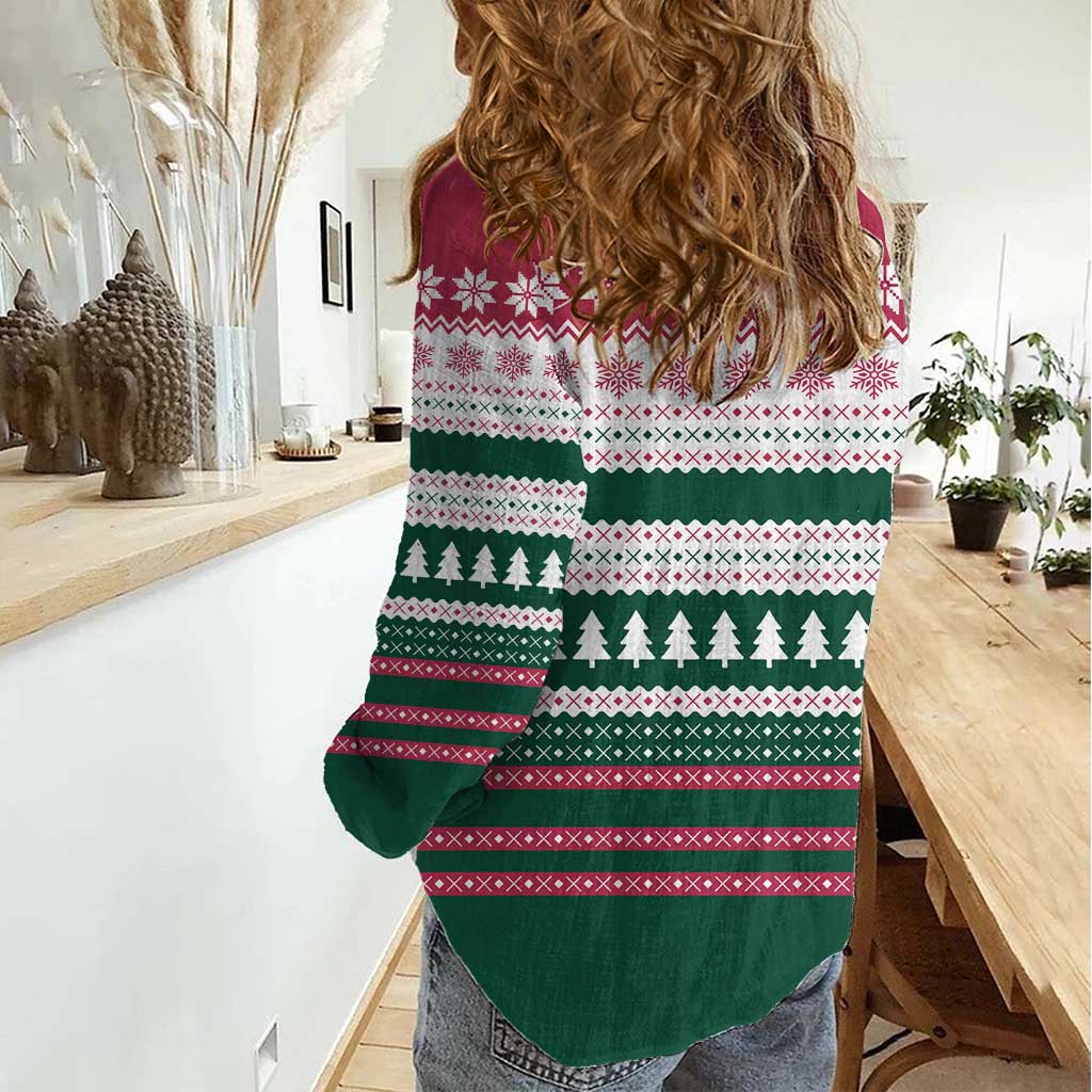 Christmas Cookies Bite Me Women Casual Shirt with Gingerbread Man Candy Canes and Snowflake Tree - Wonder Print Shop