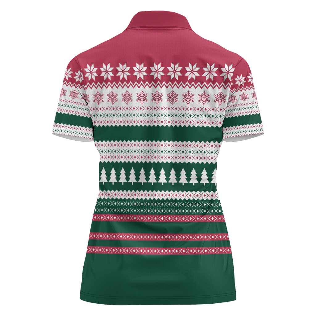 Christmas Cookies Bite Me Women Polo Shirt with Gingerbread Man Candy Canes and Snowflake Tree - Wonder Print Shop