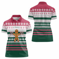 Christmas Cookies Bite Me Women Polo Shirt with Gingerbread Man Candy Canes and Snowflake Tree - Wonder Print Shop