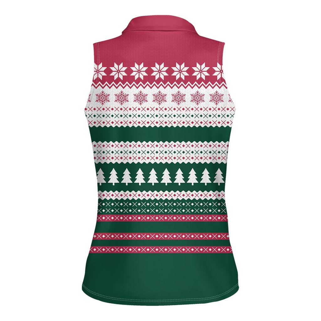 Christmas Cookies Bite Me Women Sleeveless Polo Shirt with Gingerbread Man Candy Canes and Snowflake Tree - Wonder Print Shop