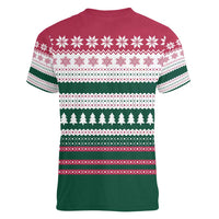 Christmas Cookies Bite Me Women V-Neck T-Shirt with Gingerbread Man Candy Canes and Snowflake Tree - Wonder Print Shop