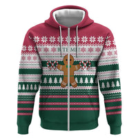 Christmas Cookies Bite Me Zip Hoodie with Gingerbread Man Candy Canes and Snowflake Tree - Wonder Print Shop