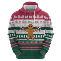 Christmas Cookies Bite Me Zip Hoodie with Gingerbread Man Candy Canes and Snowflake Tree - Wonder Print Shop