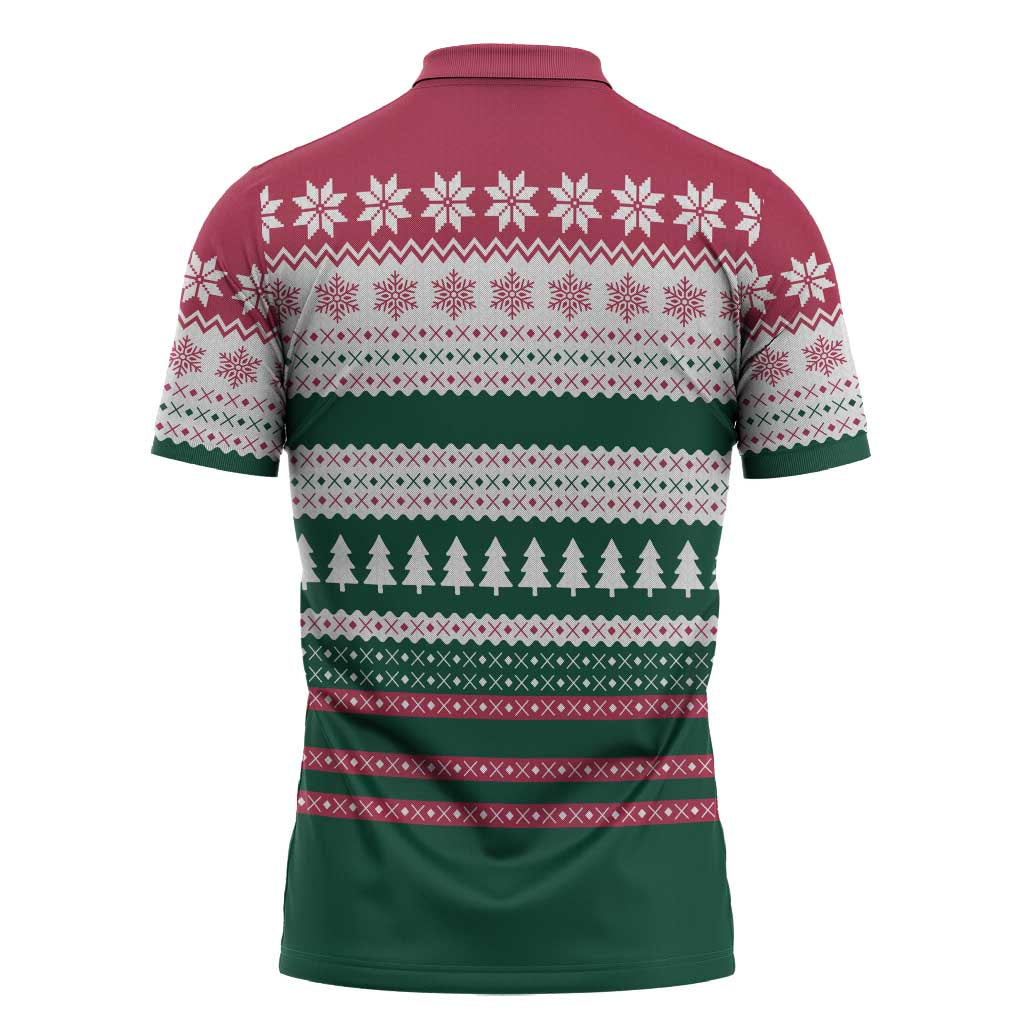 Christmas Cookies Bite Me Zipper Polo Shirt with Gingerbread Man Candy Canes and Snowflake Tree - Wonder Print Shop