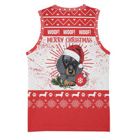 Christmas Dachshund Dog Basketball Jersey Santa Hat Woof Snowflake Paw Design - Wonder Print Shop
