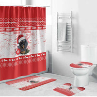 Christmas Dachshund Dog Bathroom Set Santa Hat Woof Snowflake Paw Design - Wonder Print Shop