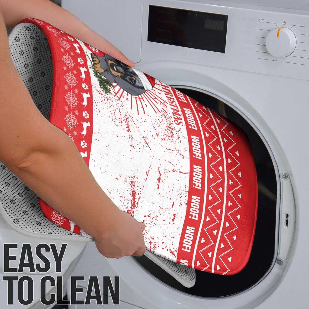 Christmas Dachshund Dog Bathroom Set Santa Hat Woof Snowflake Paw Design - Wonder Print Shop