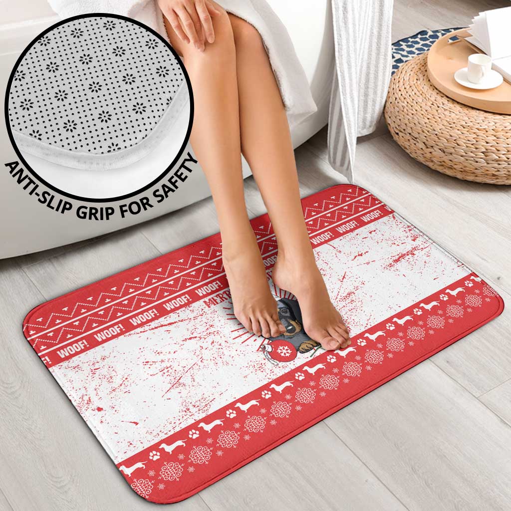 Christmas Dachshund Dog Bathroom Set Santa Hat Woof Snowflake Paw Design - Wonder Print Shop